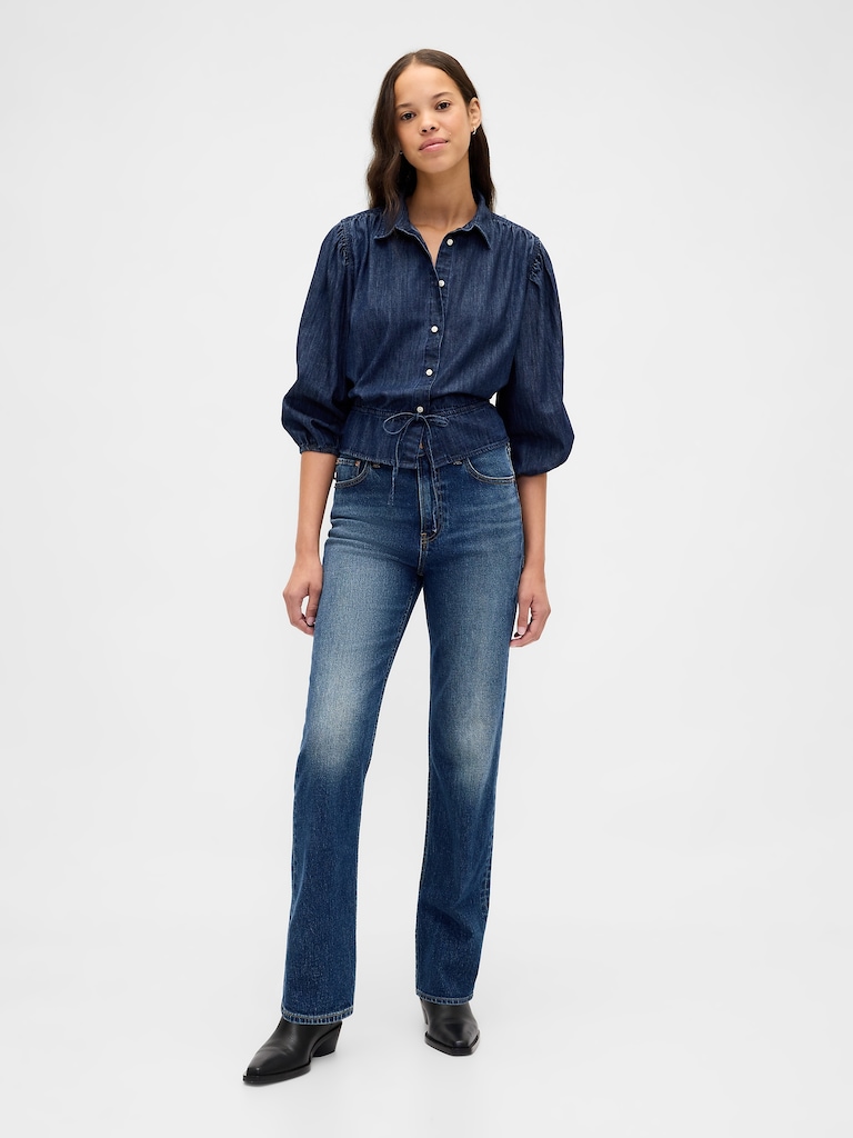 Denim Tie-Waist Top