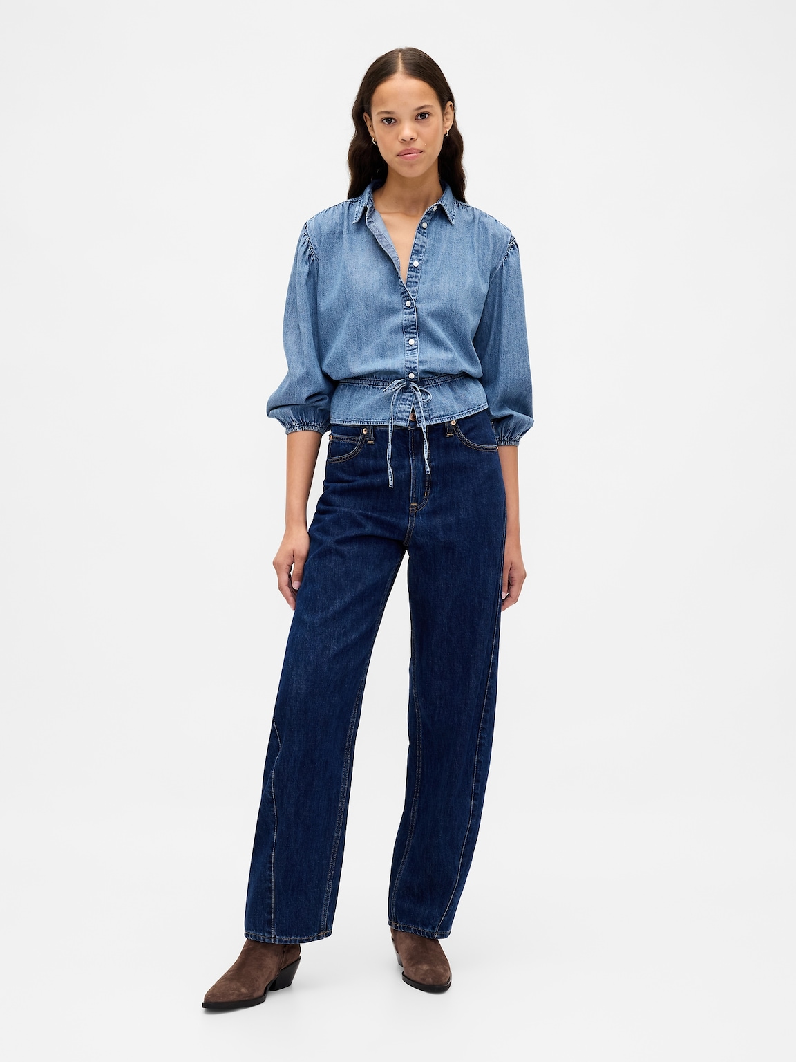 Denim Tie-Waist Top