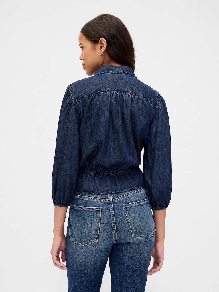 Denim Tie-Waist Top