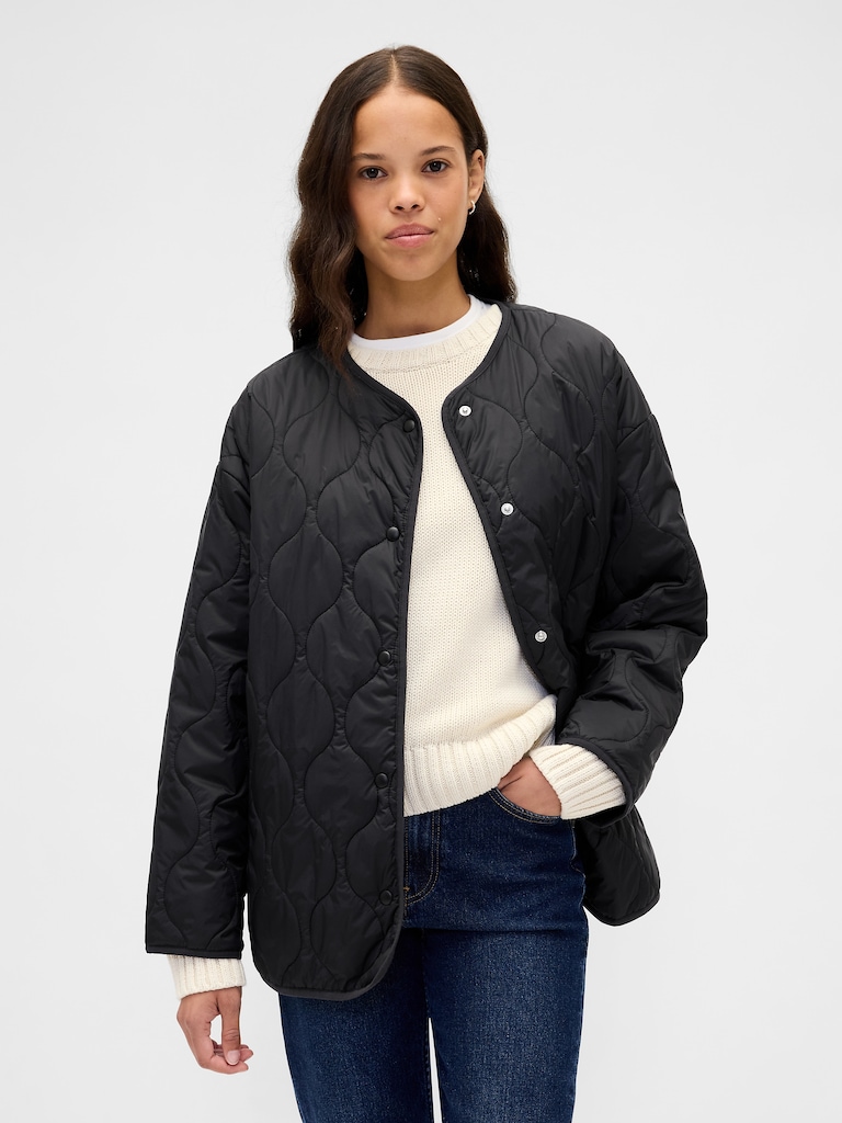 Recycled Lightweight Oversized Quilted Liner Jacket