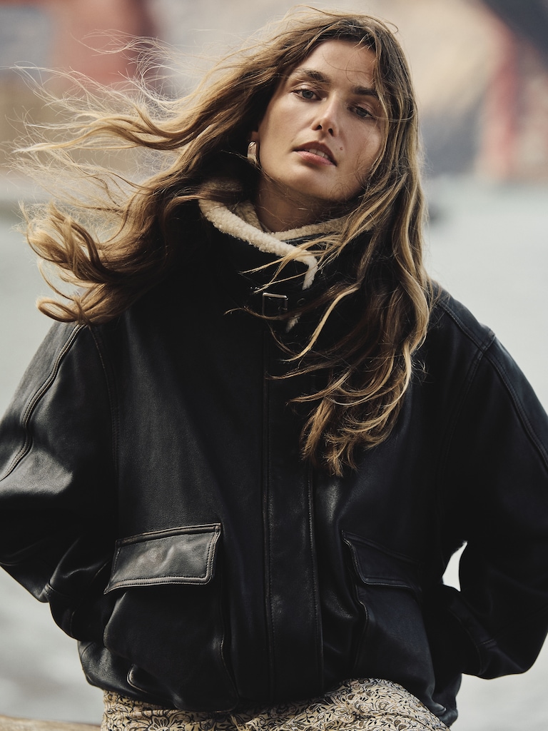 Distressed Leather Flight Jacket