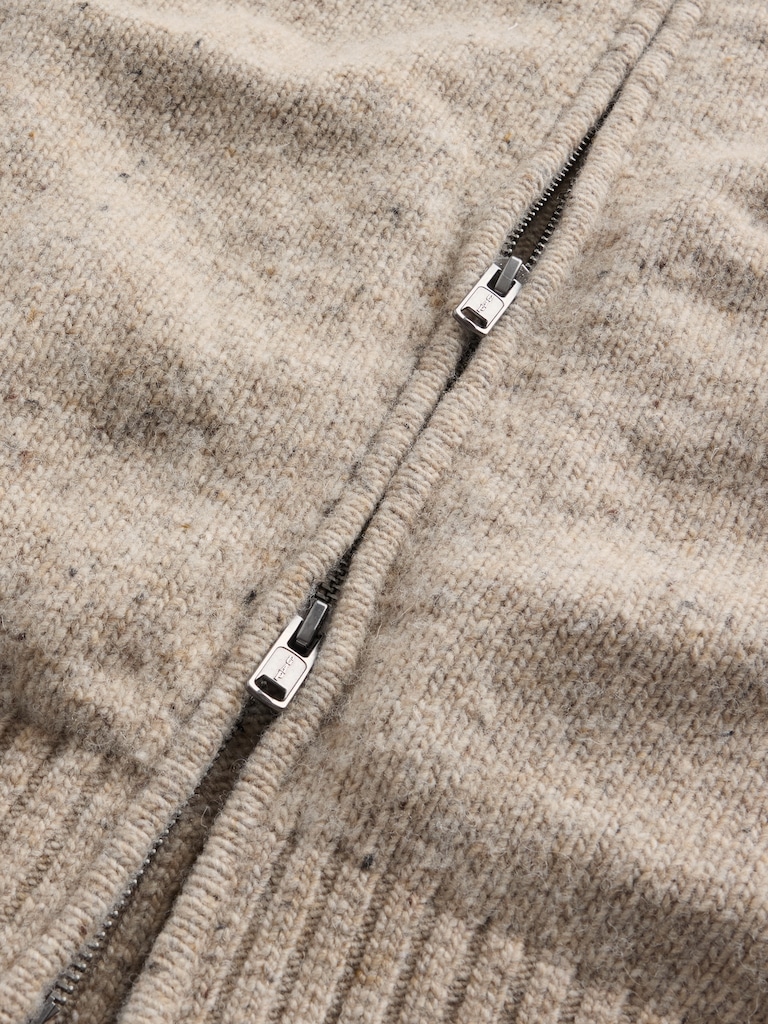 Wool-Blend Zip Cardigan Sweater