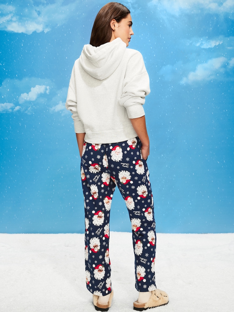 Mid-Rise Printed Flannel Pajama Pants for Women