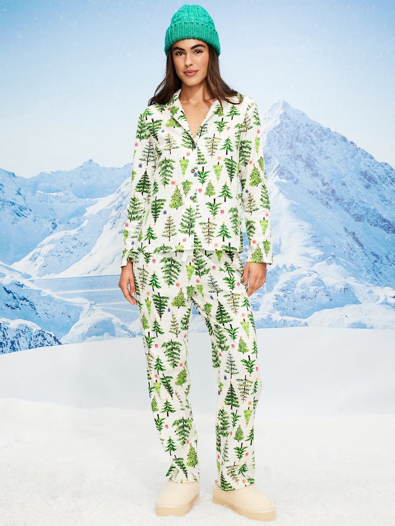 Printed Flannel Pajama Pant Set for Women