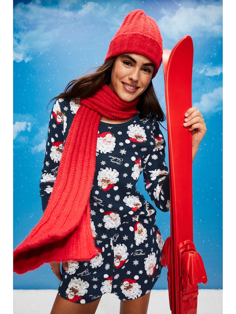 Scoop-Neck Waffle Pajama Top for Women