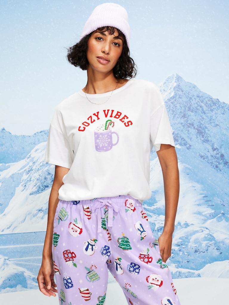 Holiday-Graphic Crew-Neck T-Shirt for Women