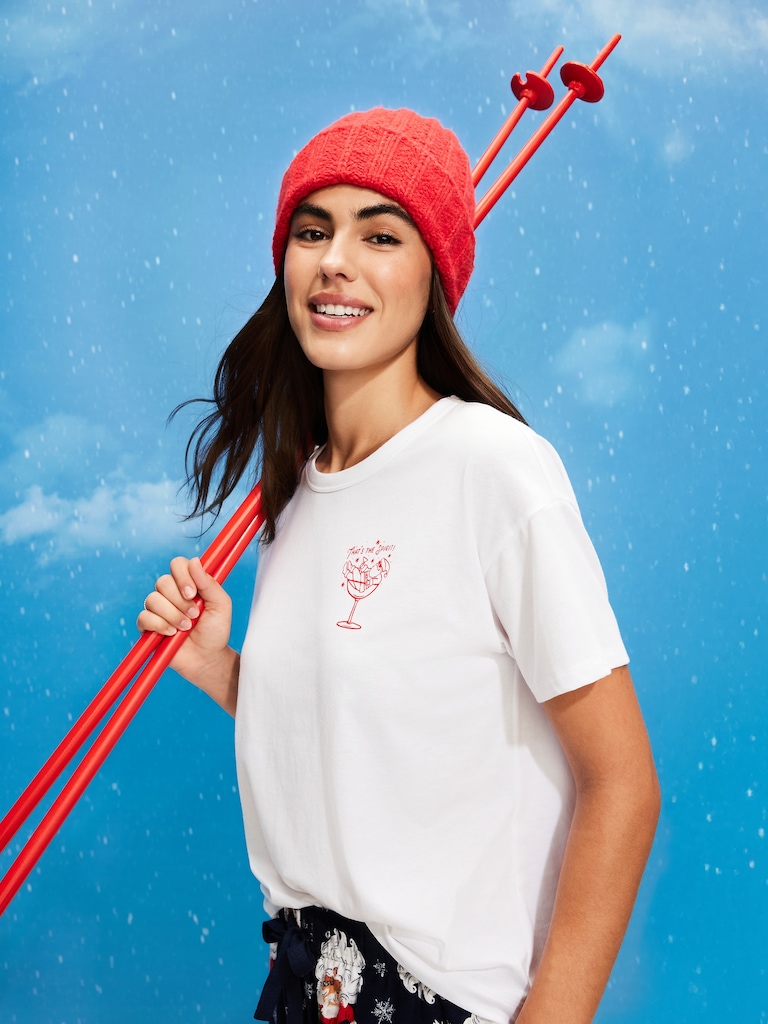 Holiday-Graphic Crew-Neck T-Shirt for Women