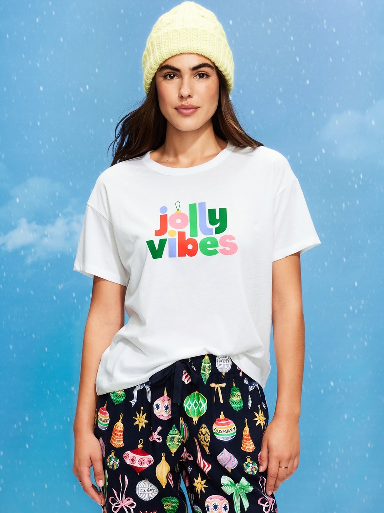 Holiday-Graphic Crew-Neck T-Shirt for Women