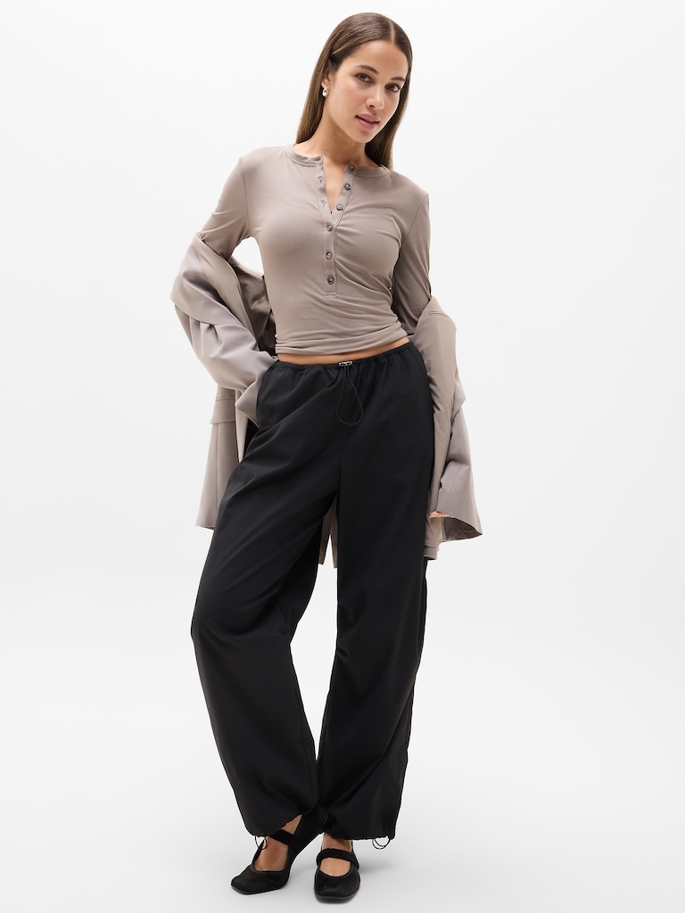 Signature Rib Long Sleeve Henley Top