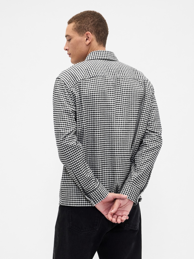 Flannel Zip-Shirt in Boxy Fit