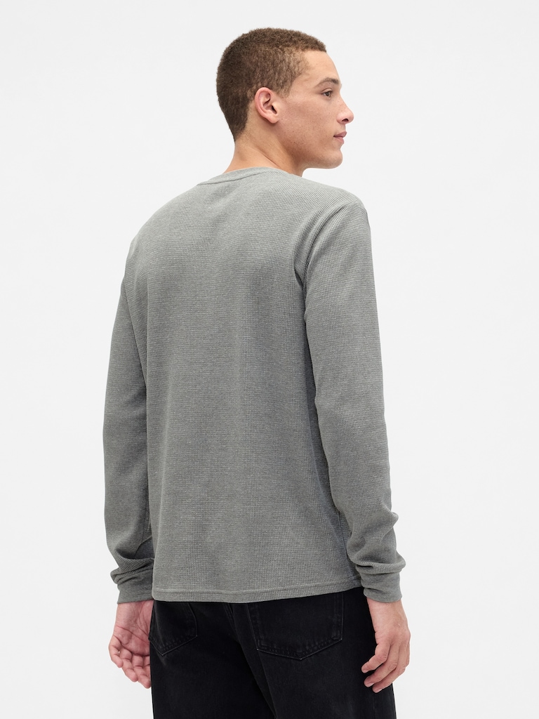 Waffle-Knit Henley T-Shirt