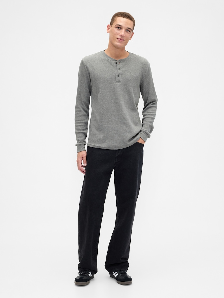 Waffle-Knit Henley T-Shirt