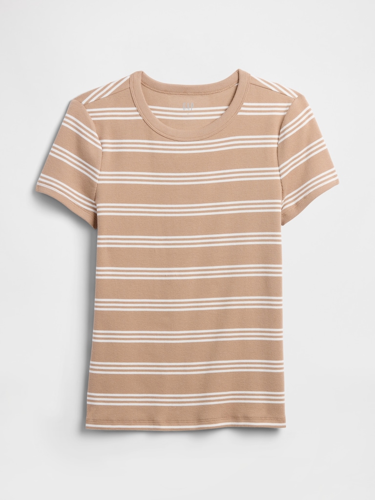 Ribbed Stripe Crewneck T-Shirt