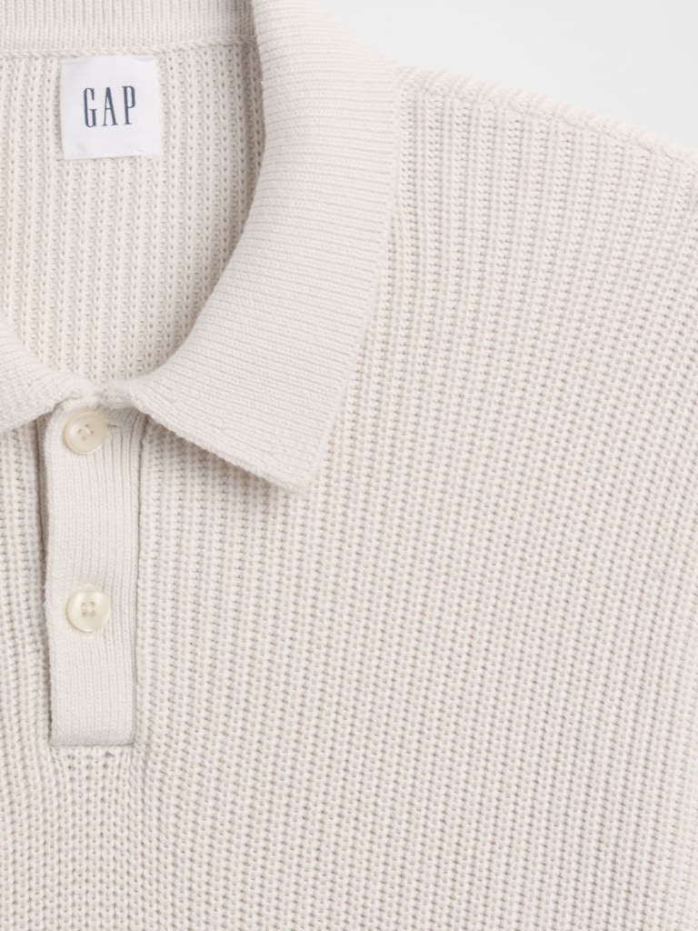 Relaxed Ribbed Sweater Polo Shirt