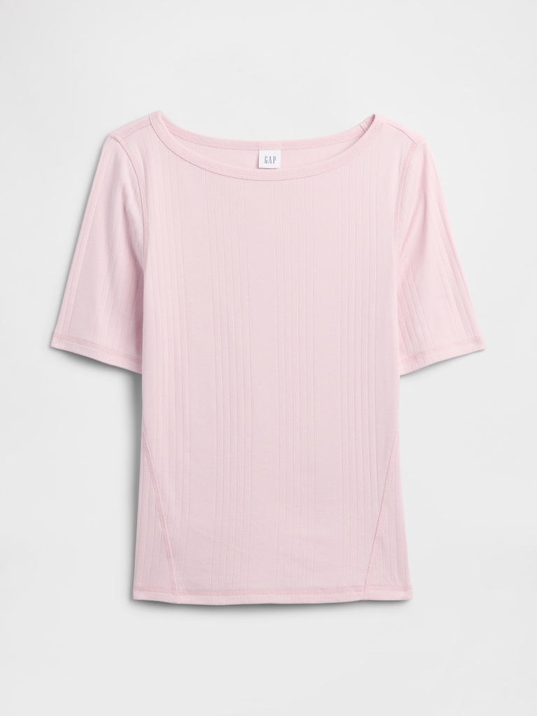 Modern Ribbed Boatneck T-Shirt