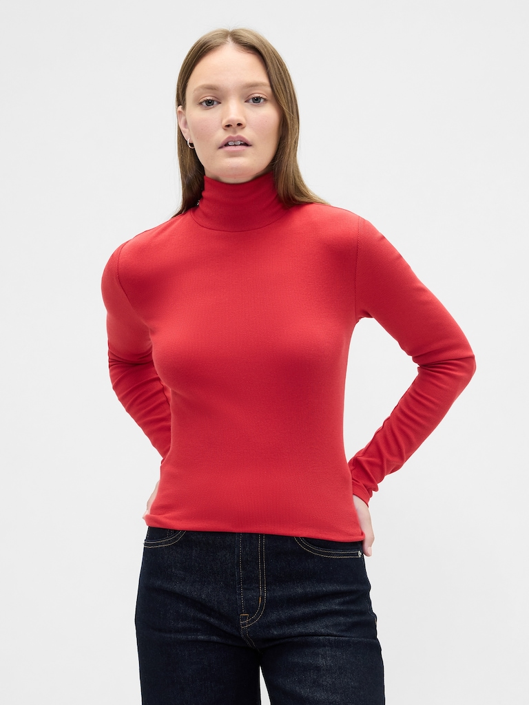 Ribbed Turtleneck T-Shirt