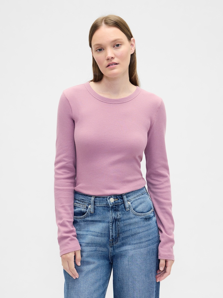 Waffle-Knit Crewneck T-Shirt