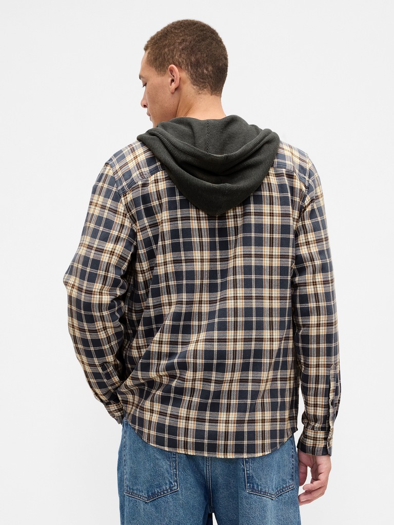 Hooded Flannel Shirt in Standard Fit