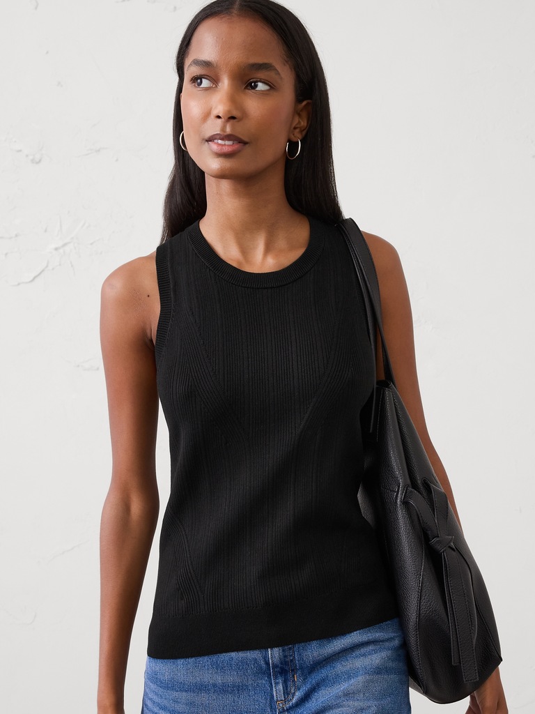 Variegated Ribbed Shell Sweater