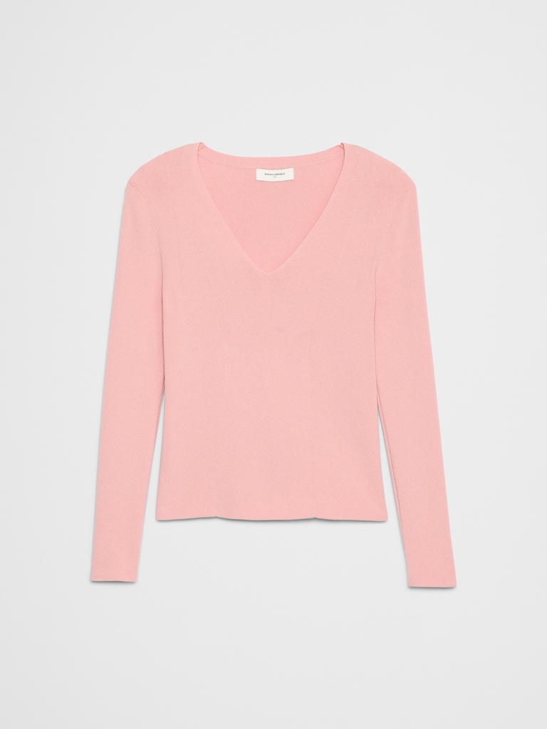 Seamed V-Neck Sweater