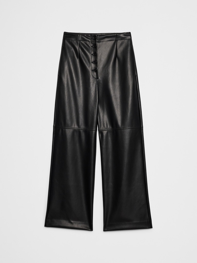 Wide-Leg Ultra High-Rise Vegan Leather Pant