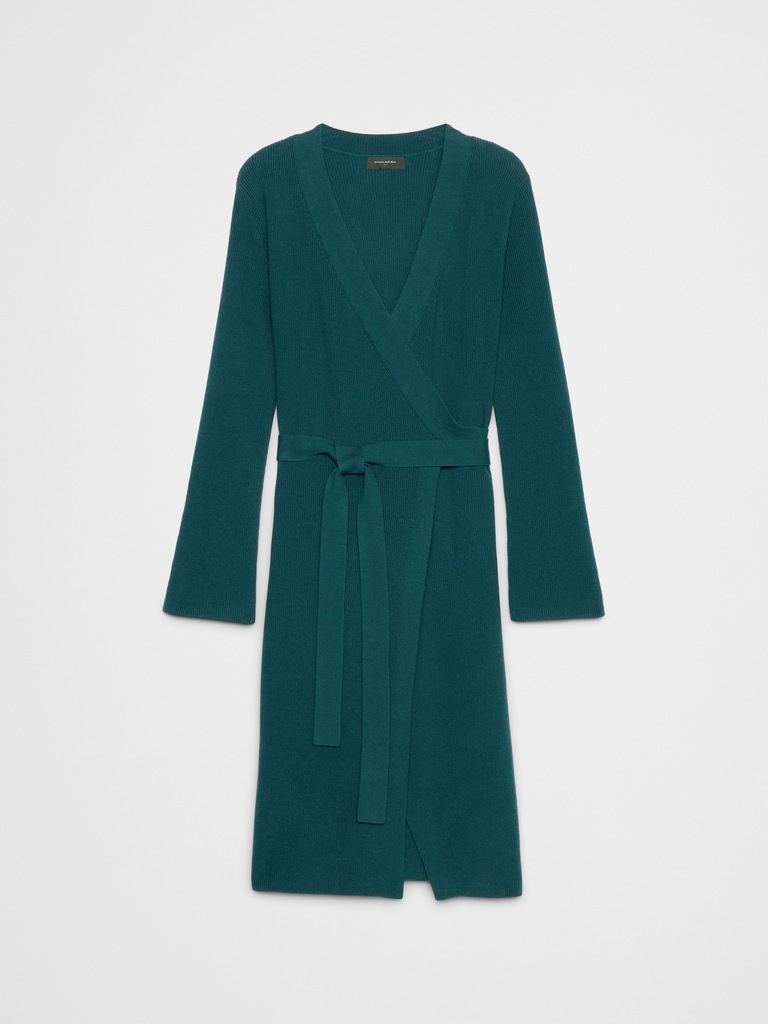 Wrap Knee-Length Sweater Dress