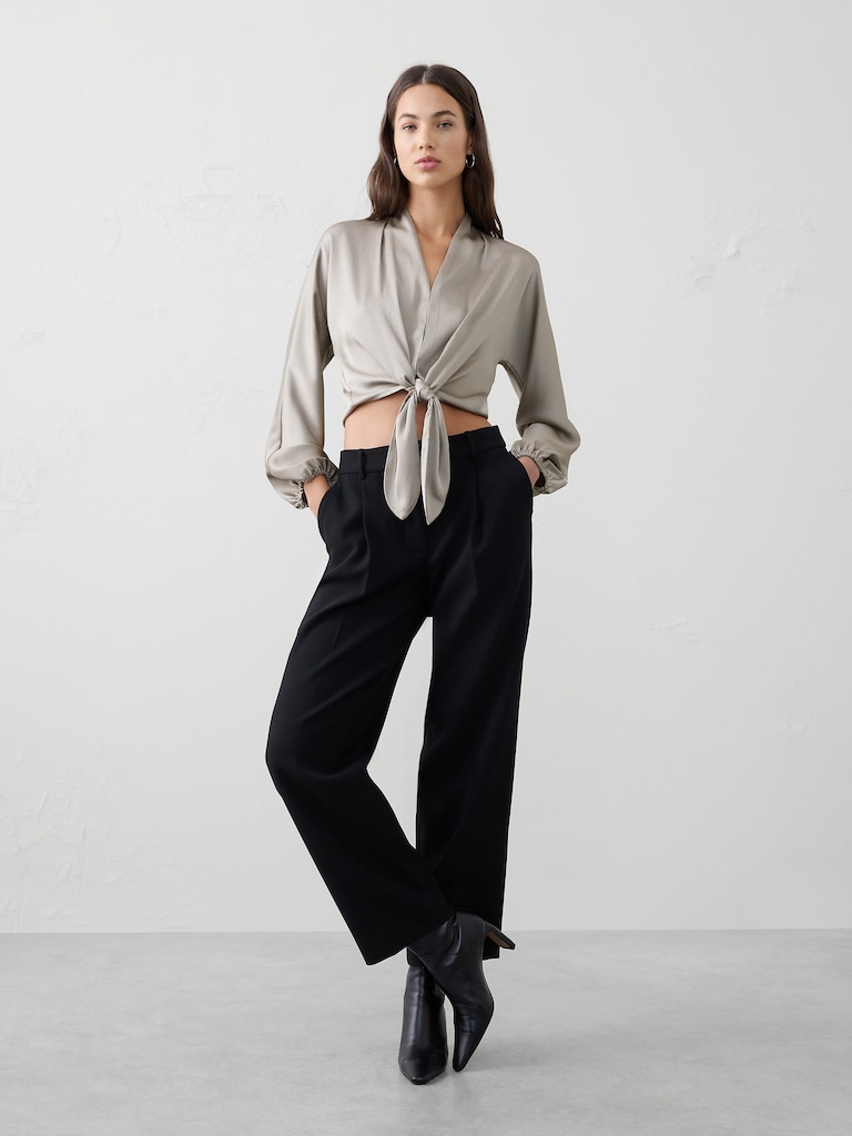 Silky Bubble-Sleeve Top