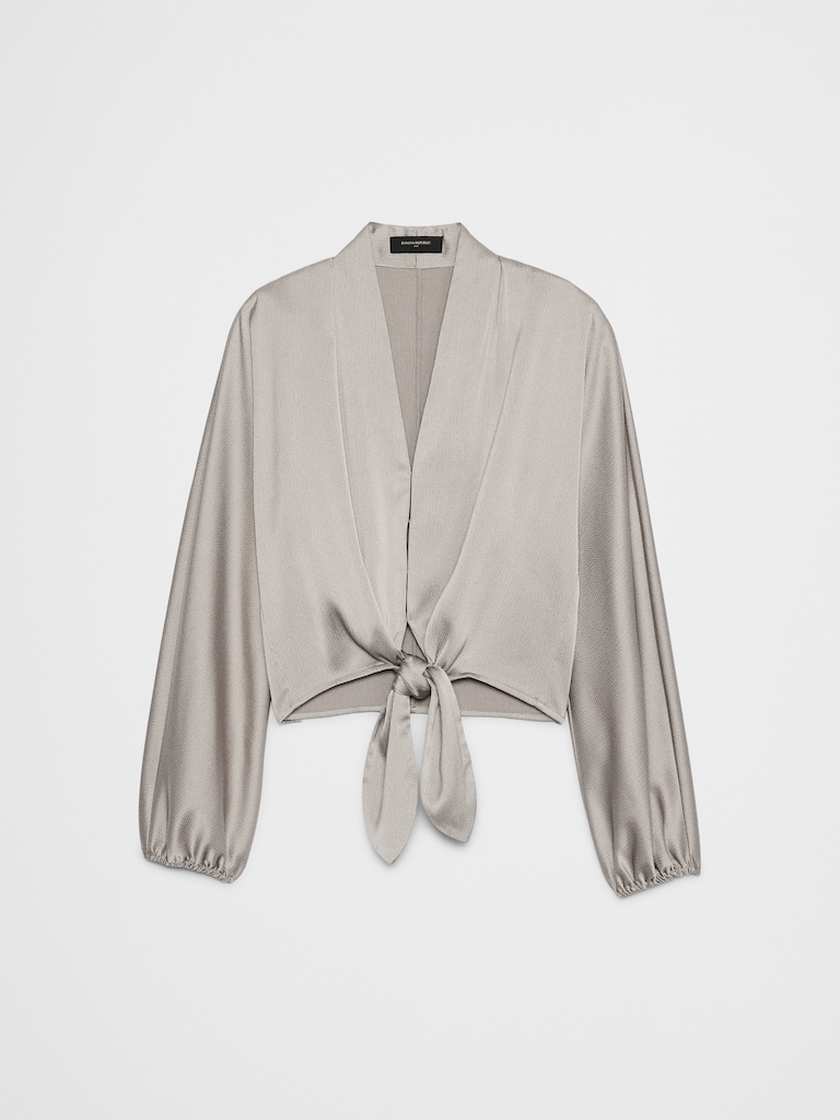 Silky Bubble-Sleeve Top