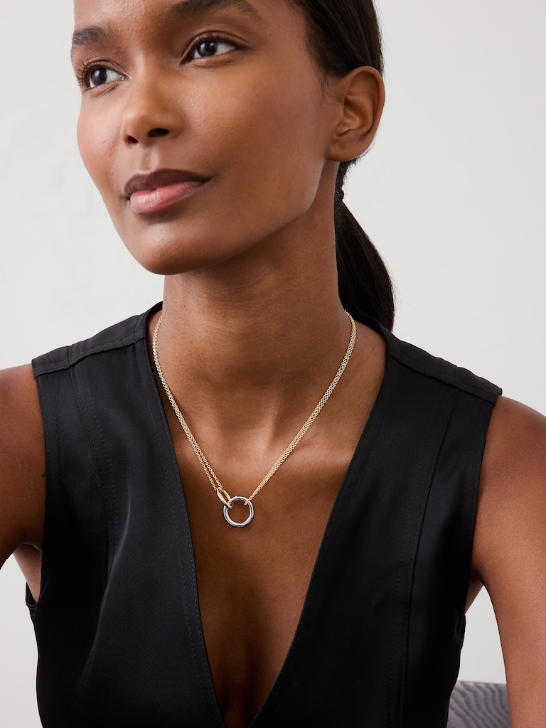 Mixed Metal Interlock Necklace