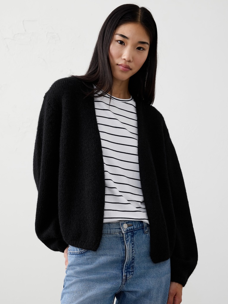 Brushed Cozy Open-Front Cardigan Sweater