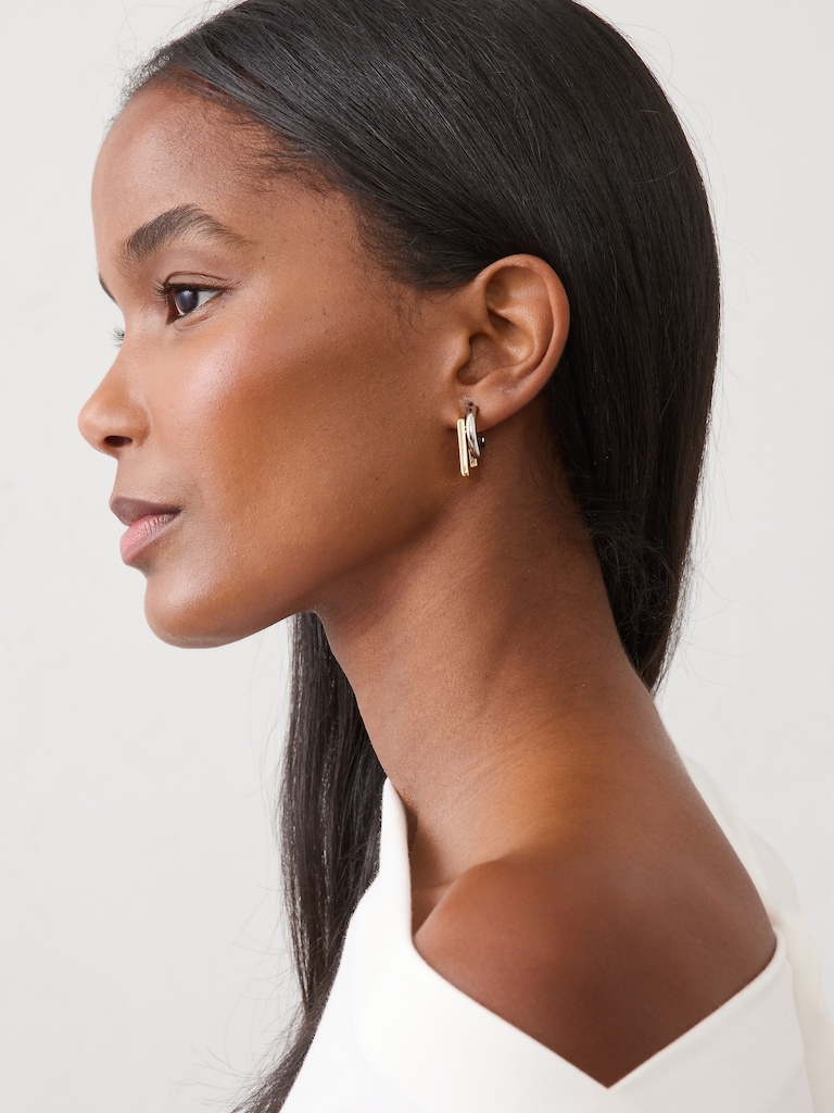 Mixed Metal Geometric Earrings
