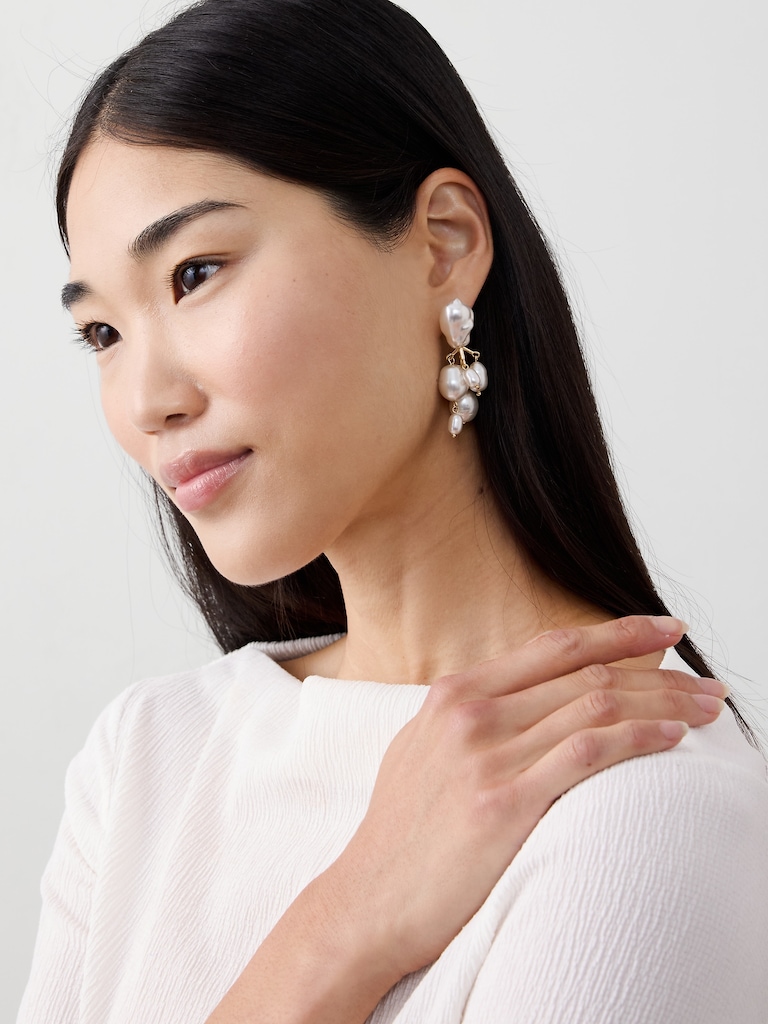 Statement Multi Pearl Drop Earrings