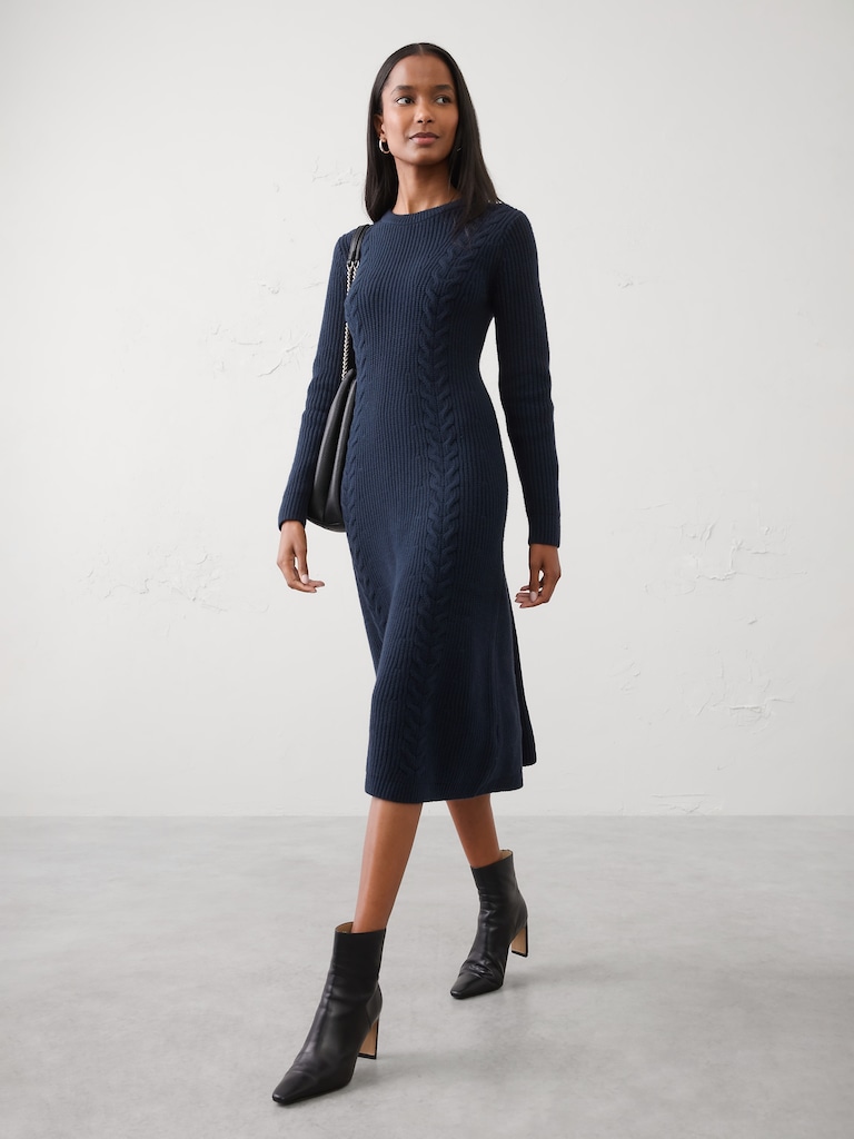 Cable Midi Sweater Dress