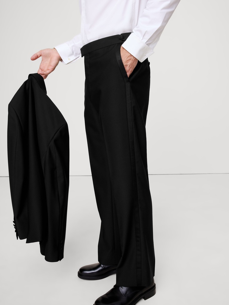 Straight Italian Barathea Tuxedo Pant