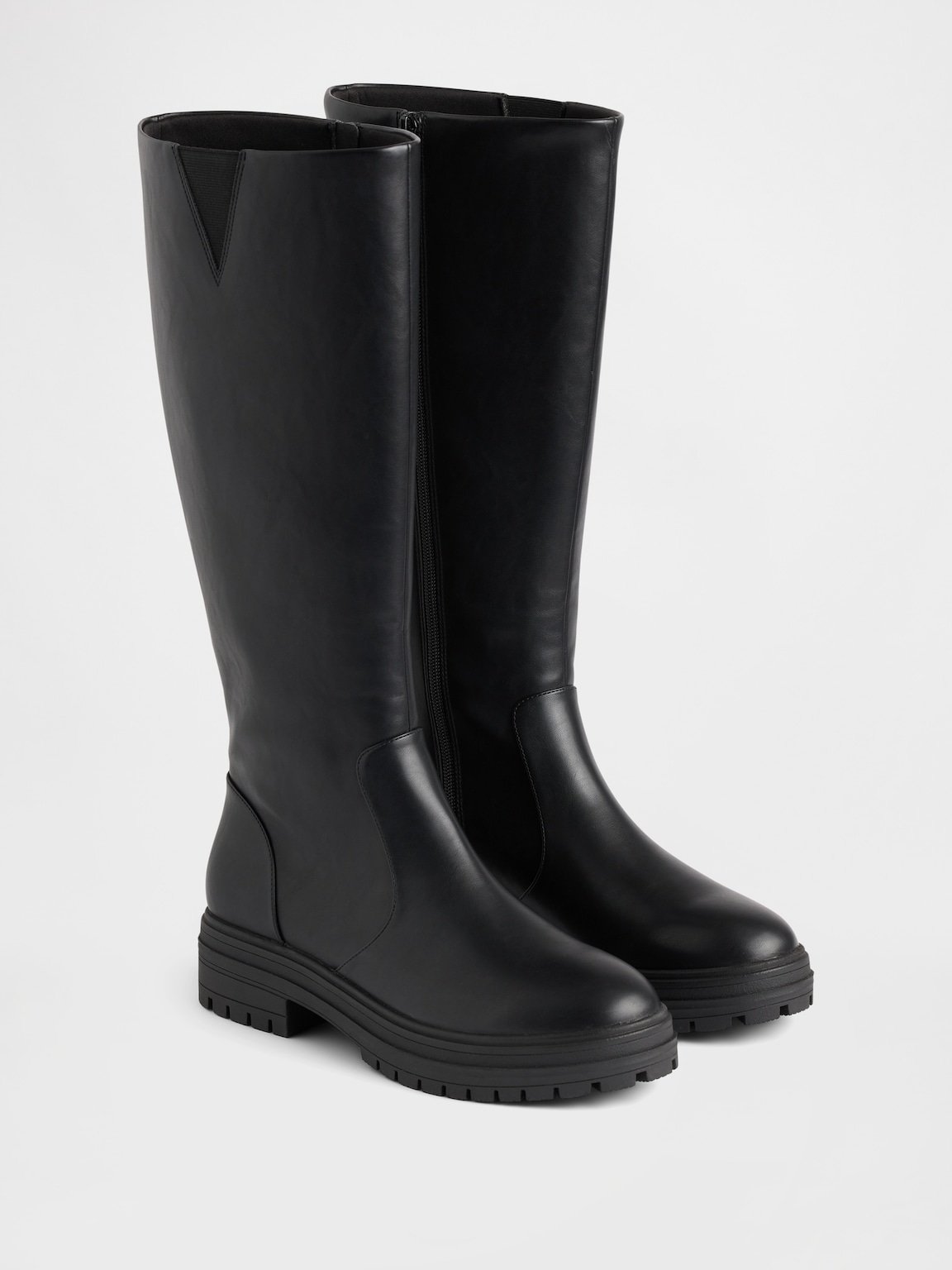 Vegan Leather Lug Sole Tall Boots