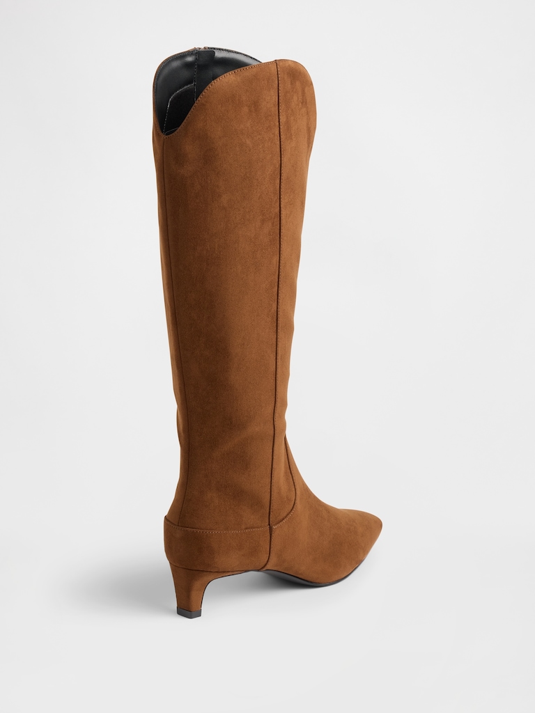 Kitten Heel Pointy Knee High Boots