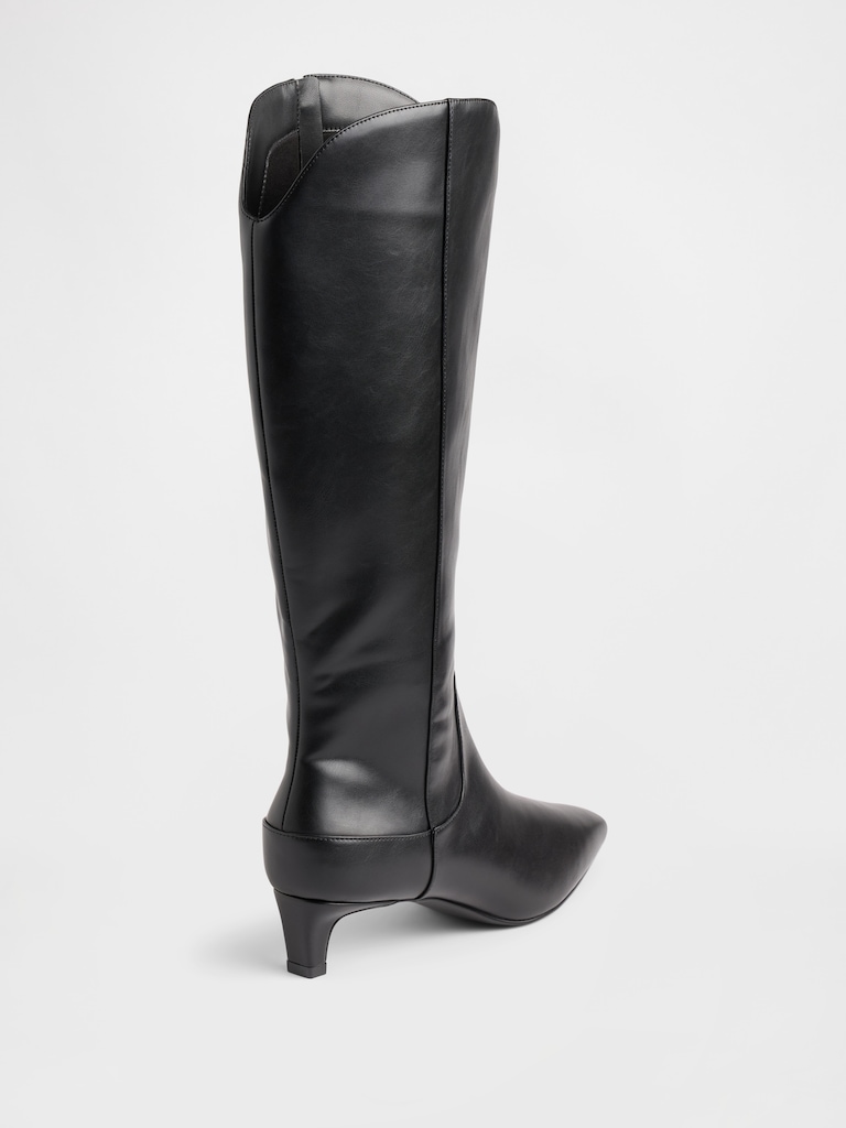 Kitten Heel Pointy Knee High Boots