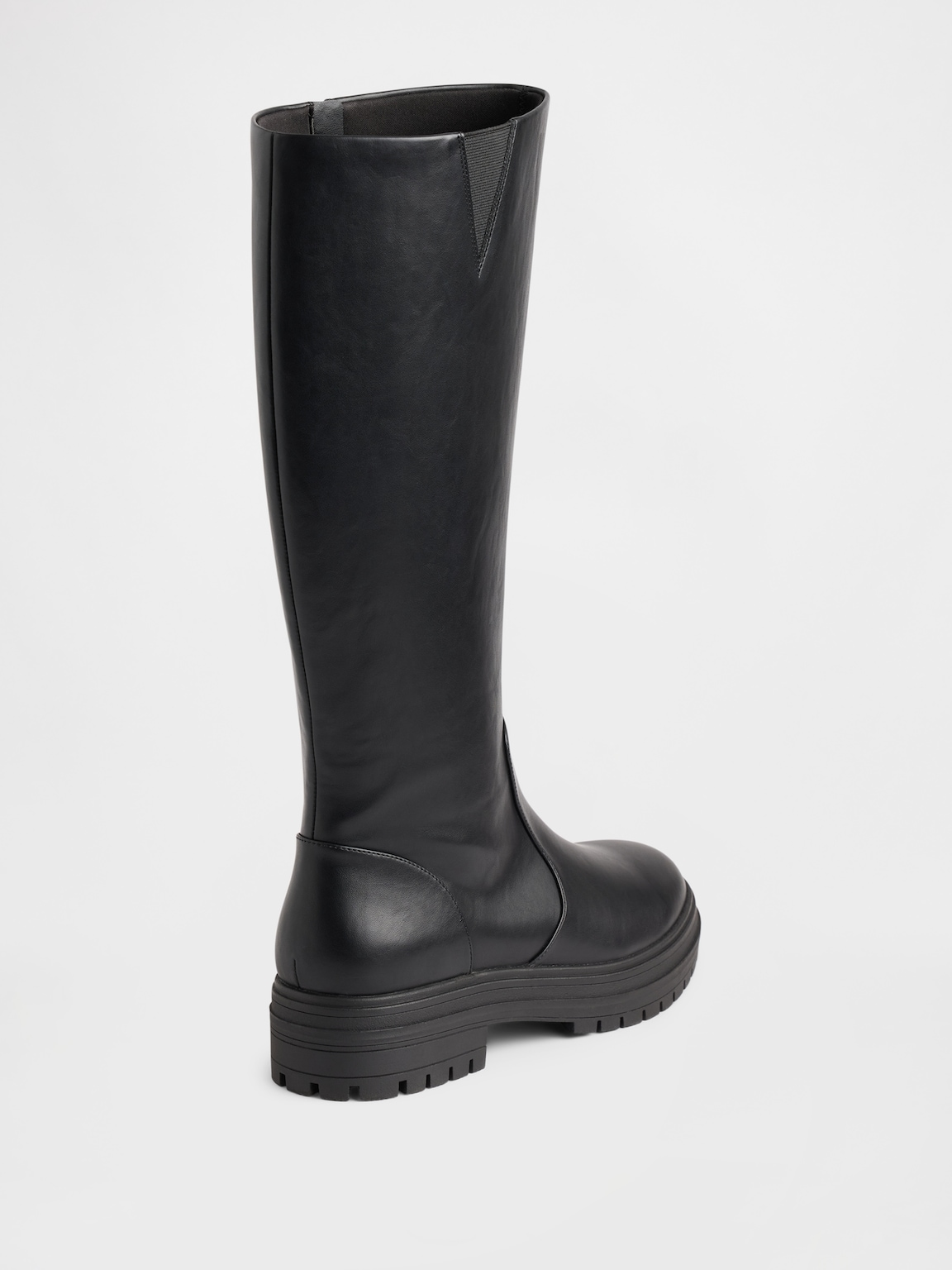Vegan Leather Lug Sole Tall Boots