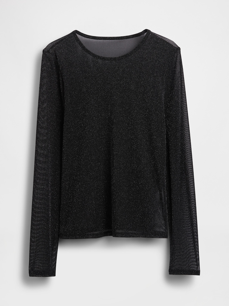 Sheer Metallic Mesh Top