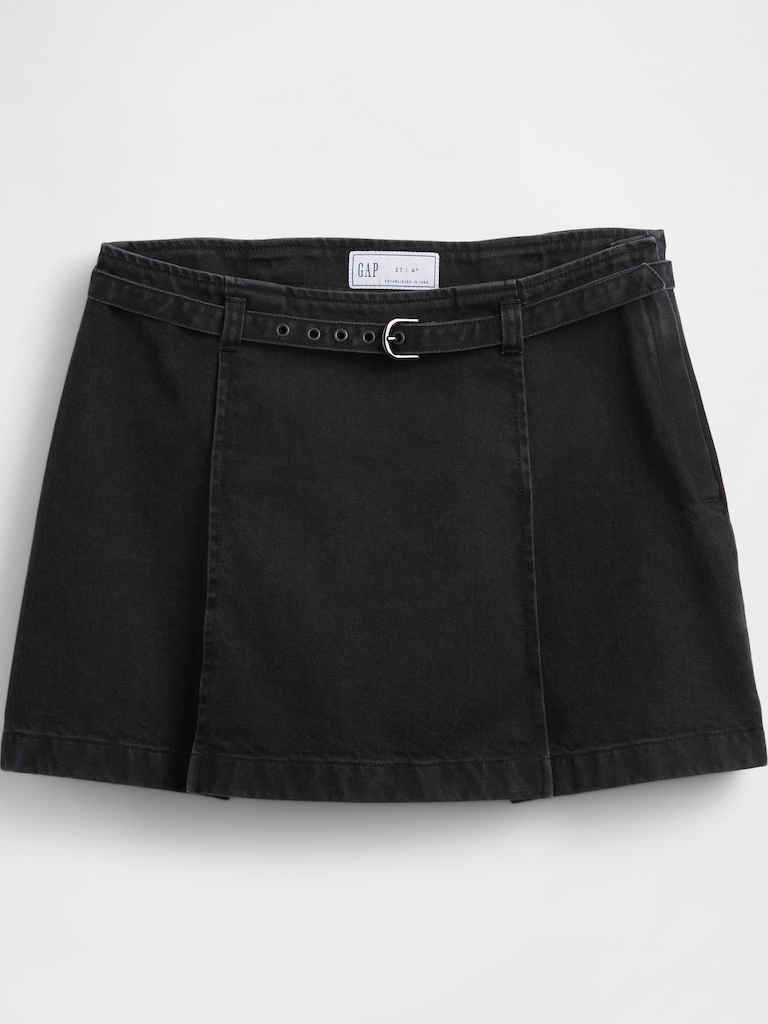 Denim Belted Mini Skirt