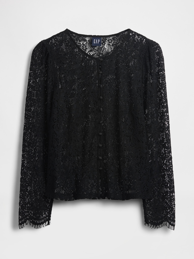 Lace Button-Front Top
