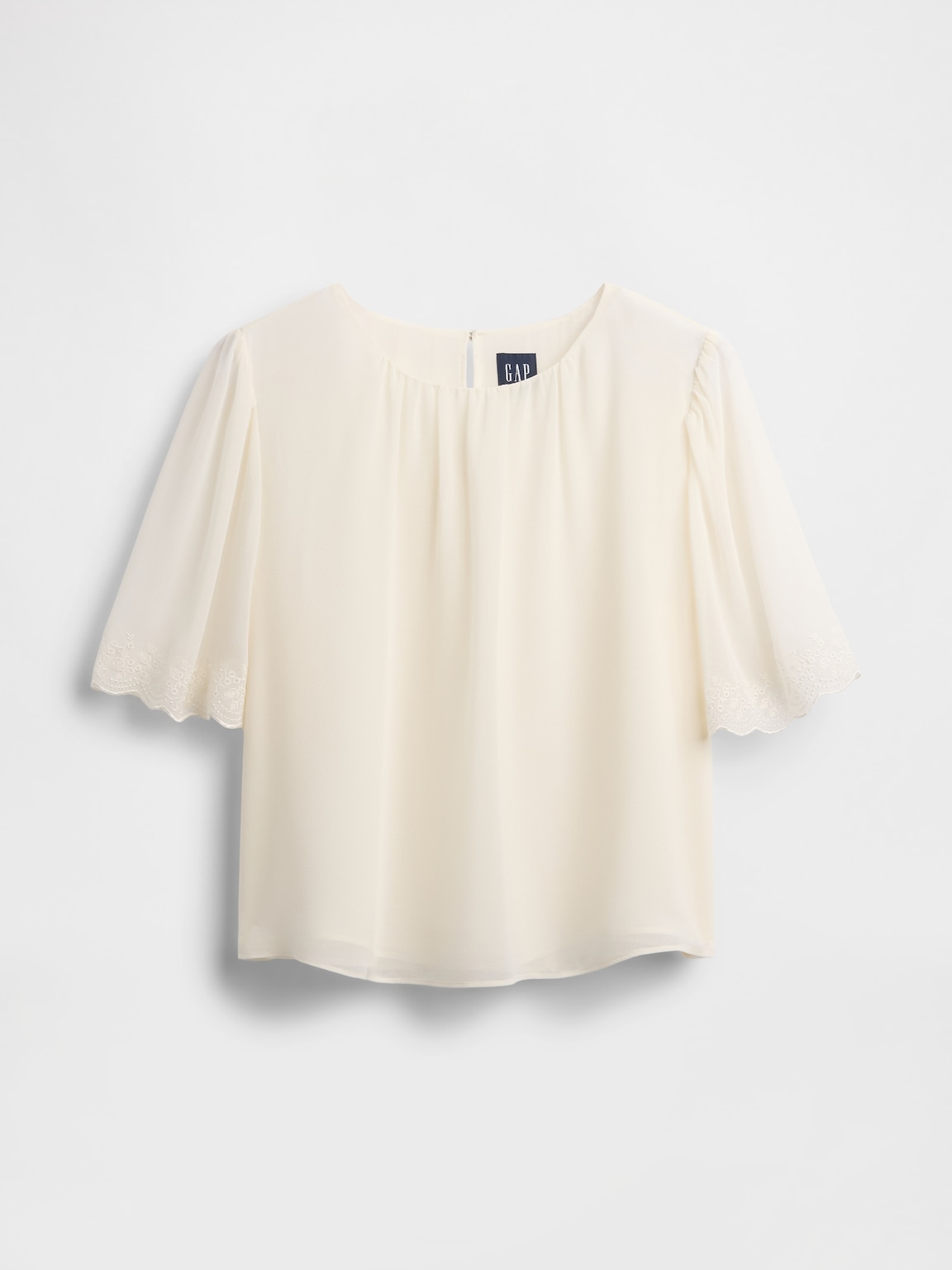 Scalloped Flutter-Sleeve Top