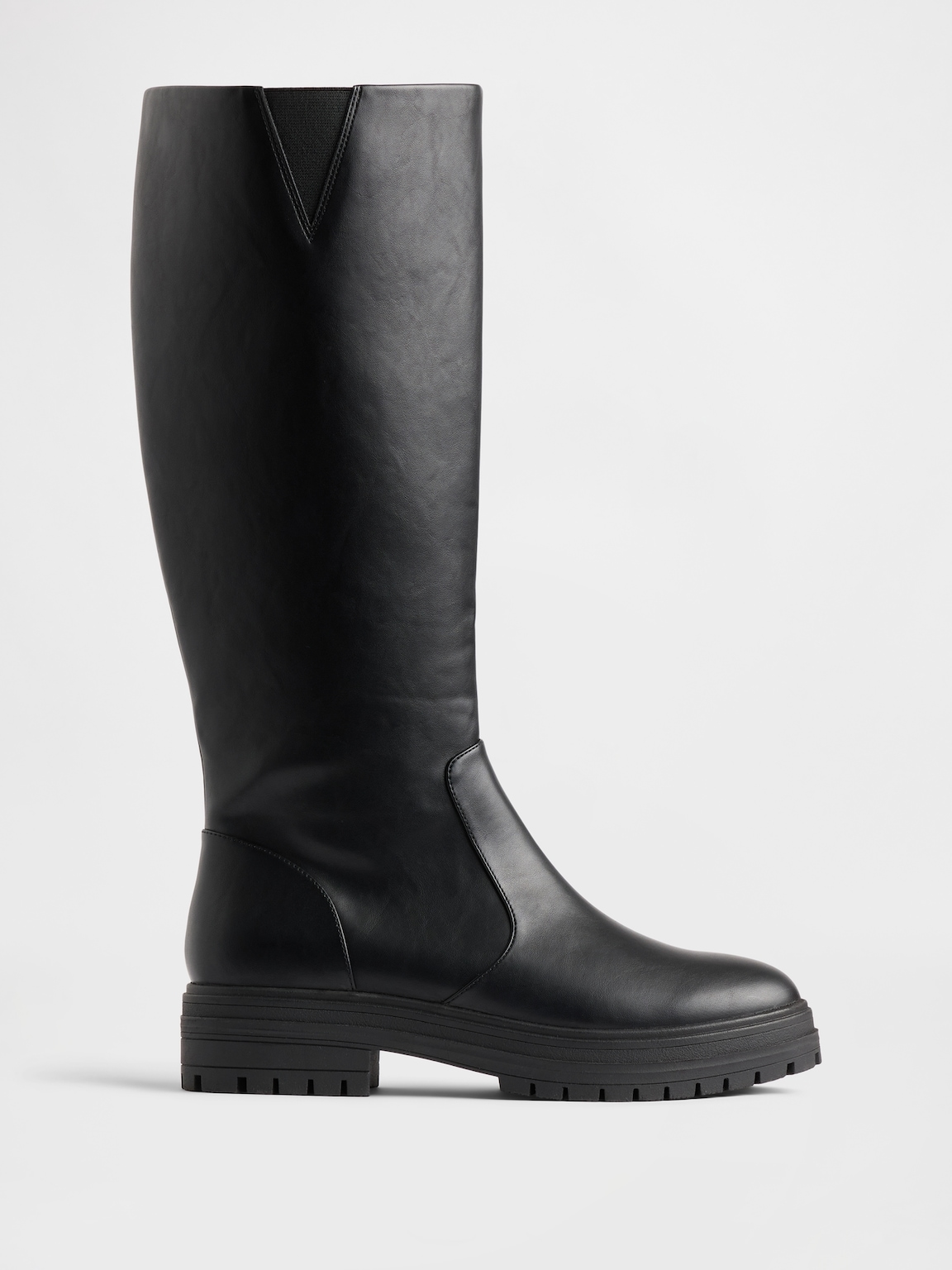 Vegan Leather Lug Sole Tall Boots