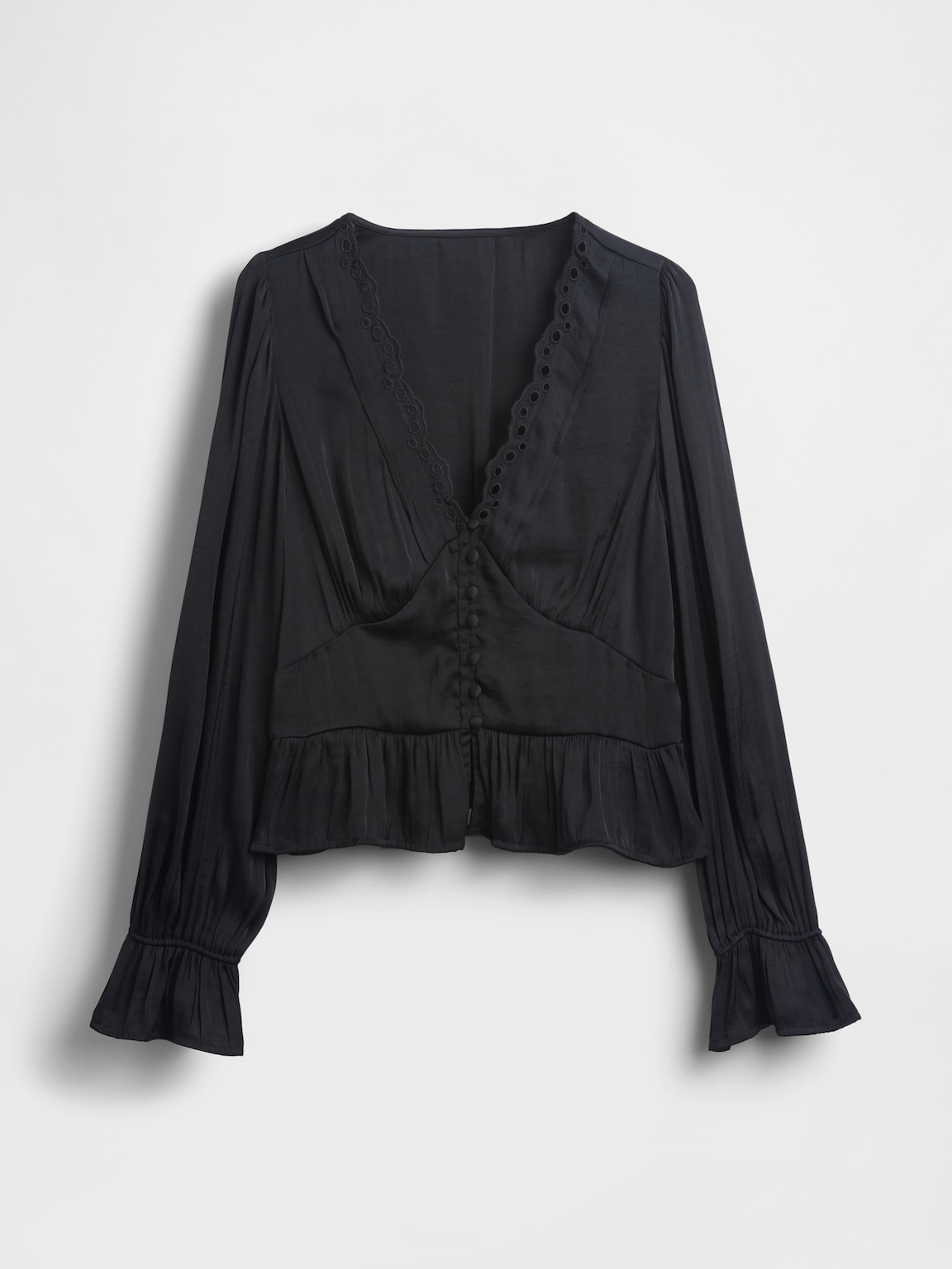 Eyelet V-Neck Peplum Top