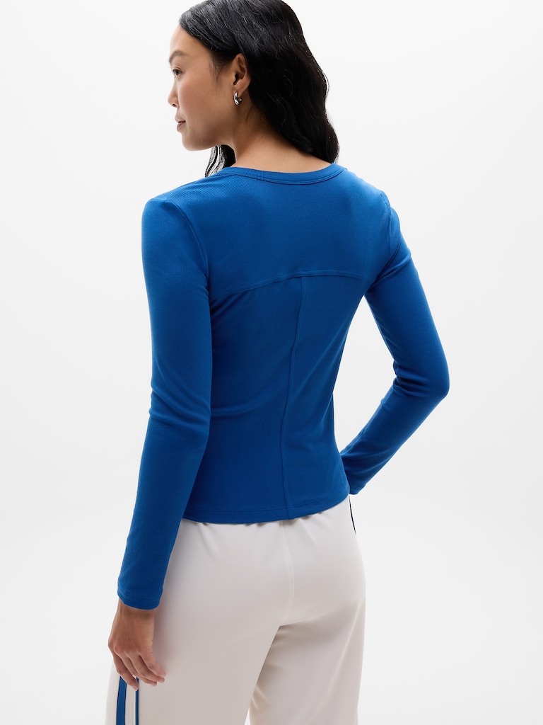 Signature Rib Long Sleeve Henley Top