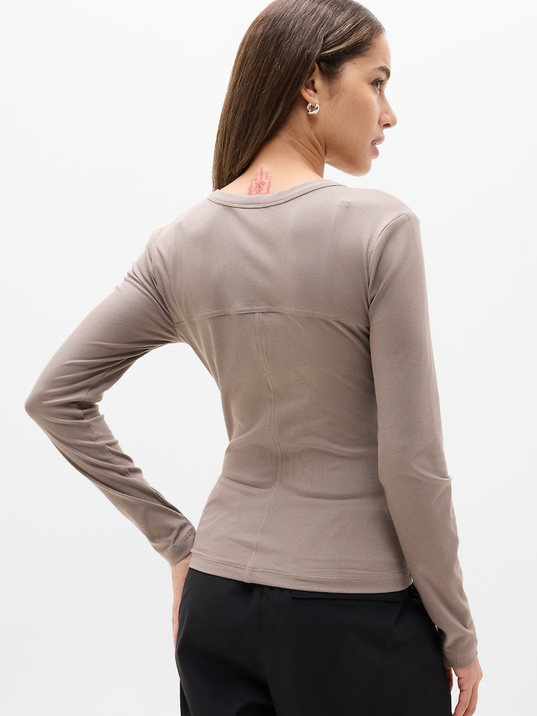 Signature Rib Long Sleeve Henley Top