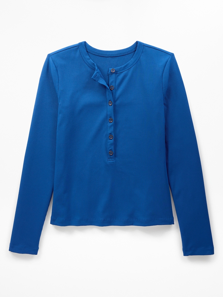 Signature Rib Long Sleeve Henley Top
