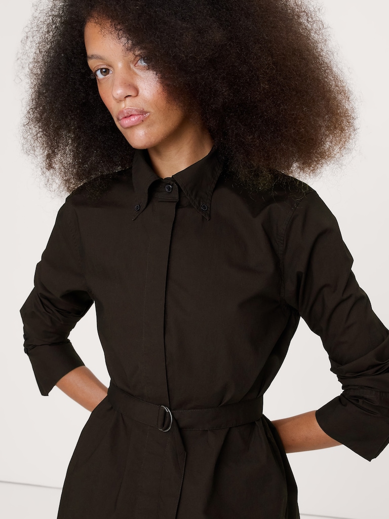 Cotton Poplin Belted Tunic Shirt