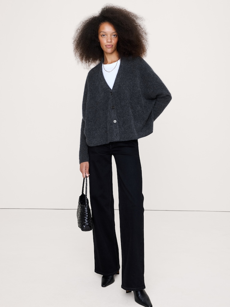 Oversized Lightweight Brushed Cashmere Cardigan