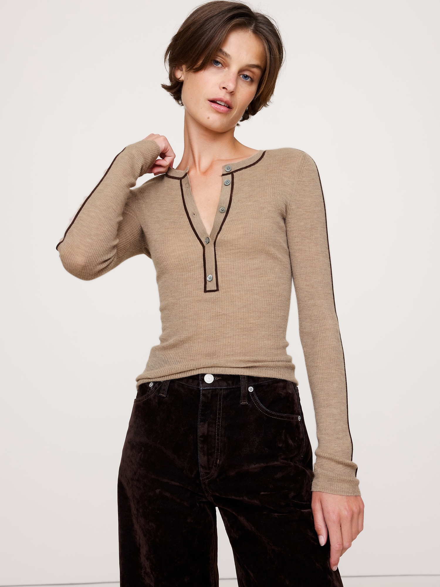 Oversized Cashmere Cropped Sweater Polo